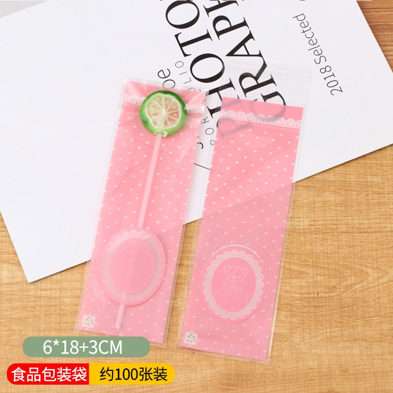 Wholesale 100PCS Long Baking Self-adhesive Bag Cookie Bag Biscuit Ziplock Bag